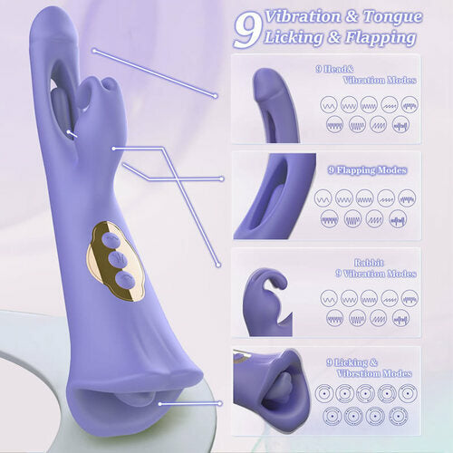Acmejoy - Clit Nipple Anal Stimulation Rabbit Licking Vibrating Flapping 4 IN 1 Stimulator Vibrators - Tophatter Daily Deals