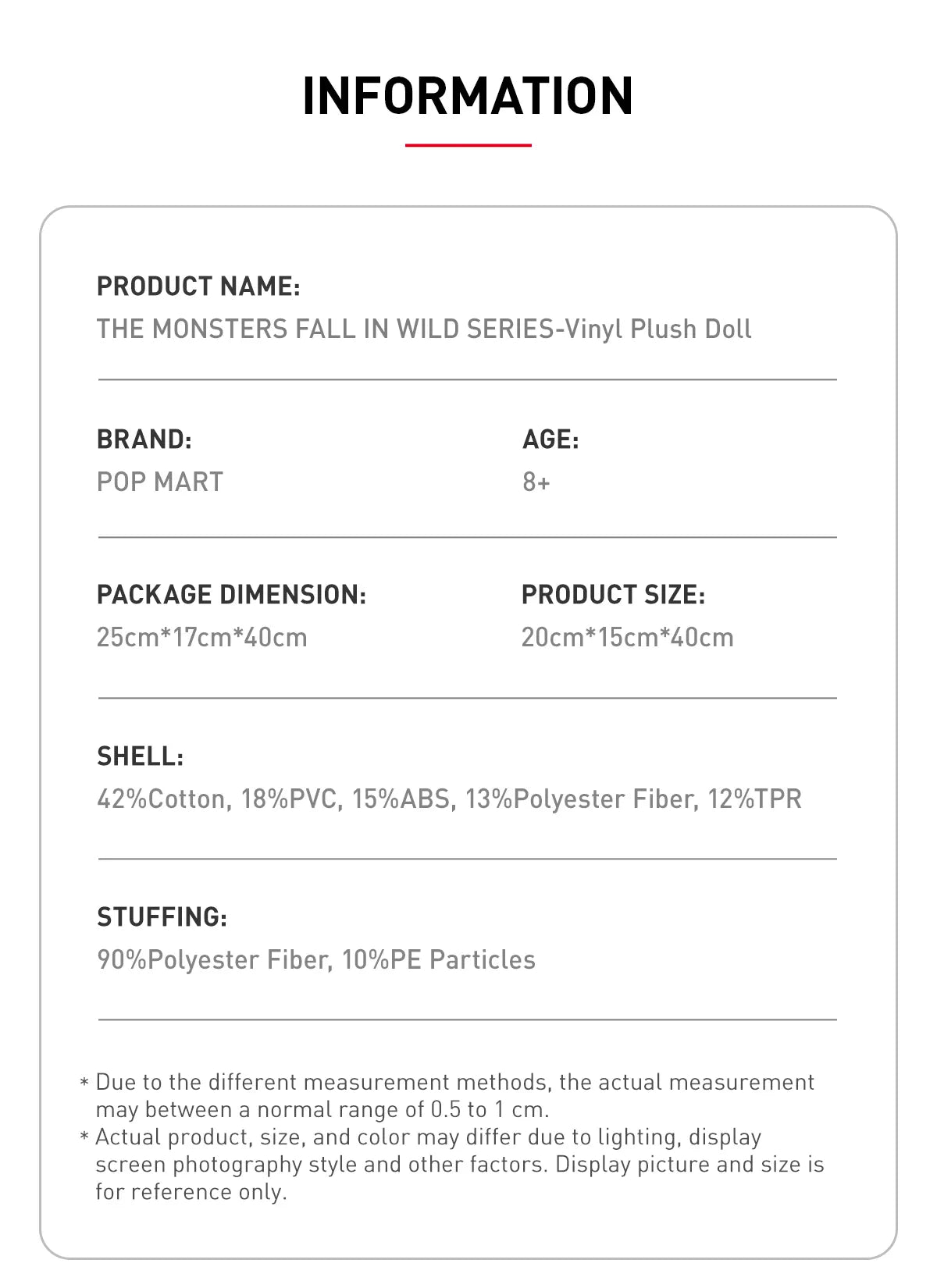 Genuine Pop Mart The Monsters Fall in Wild Series Vinyl Plush Doll - 40cm Animals - Tophatter Daily Deals