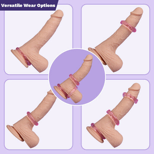 Acmejoy - 3-Piece Set Cock Rings High-Elasticity Tpe Rings For Male Pleasure Penis Rings - Tophatter Daily Deals