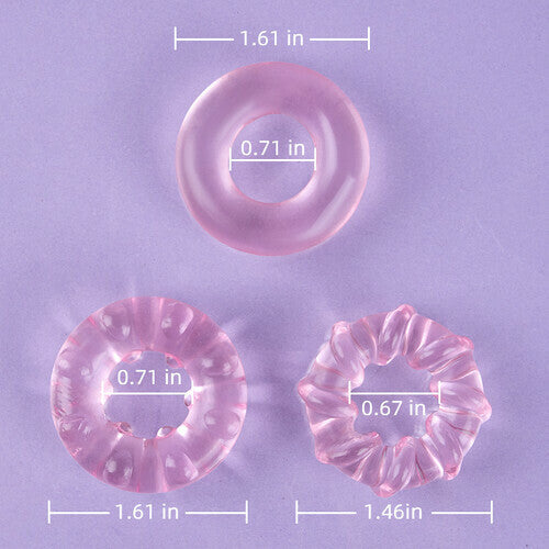 Acmejoy - 3-Piece Set Cock Rings High-Elasticity Tpe Rings For Male Pleasure Penis Rings - Tophatter Daily Deals