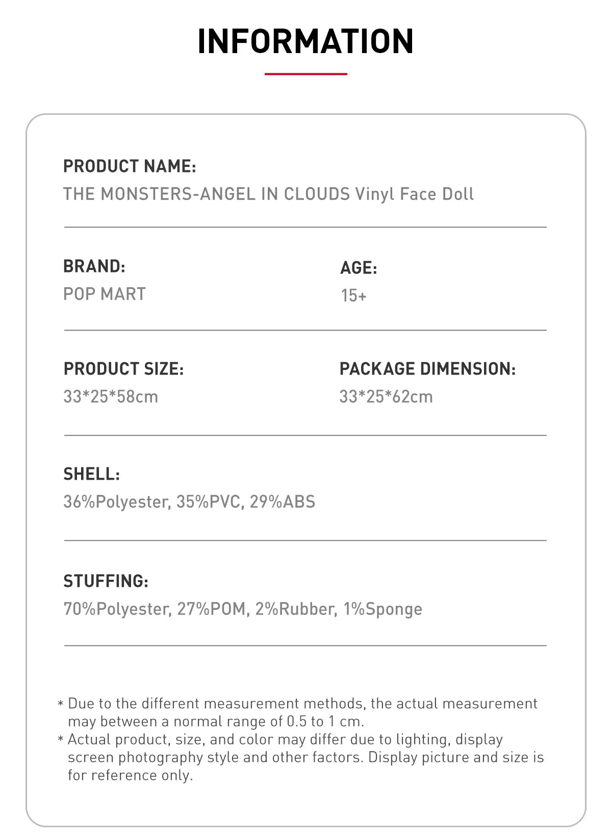 Genuine POP MART Zimomo Labubu - THE MONSTERS - ANGEL IN CLOUDS Vinyl Face Doll - 58cm - Tophatter Daily Deals