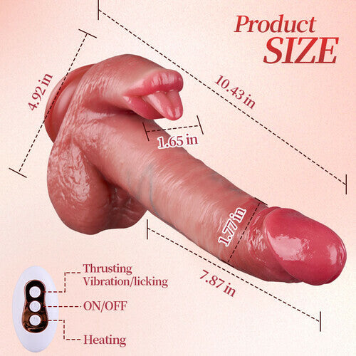Acmejoy - UPGRADED 10.43 In Longer Licking Heating Thrusting Swinging Lifelike Dildo Dildos - Tophatter Daily Deals