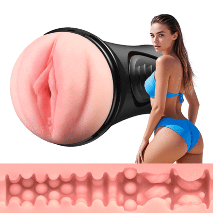 Pressure Palm - 10 Vibrations Realistic Labia Vaginal Pressure IPX7 Waterproof Electric Masturbator Stroker Black Masturbation Cup - Tophatter Daily Deals