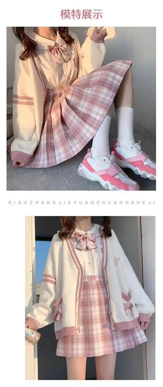 2025 Autumn Winter Women Sweater Loose Japanese Style Sweet Knitted Cardigan Embroidery Oversize Harajuku Female Cardigans Cute - Tophatter Daily Deals