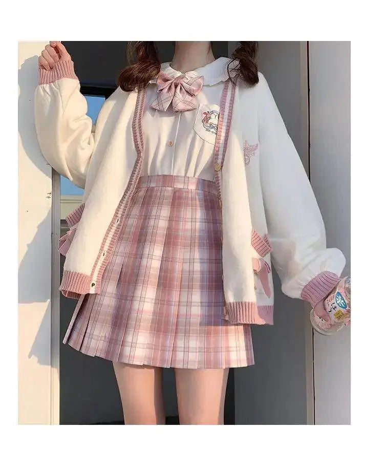 2025 Autumn Winter Women Sweater Loose Japanese Style Sweet Knitted Cardigan Embroidery Oversize Harajuku Female Cardigans Cute - Tophatter Daily Deals