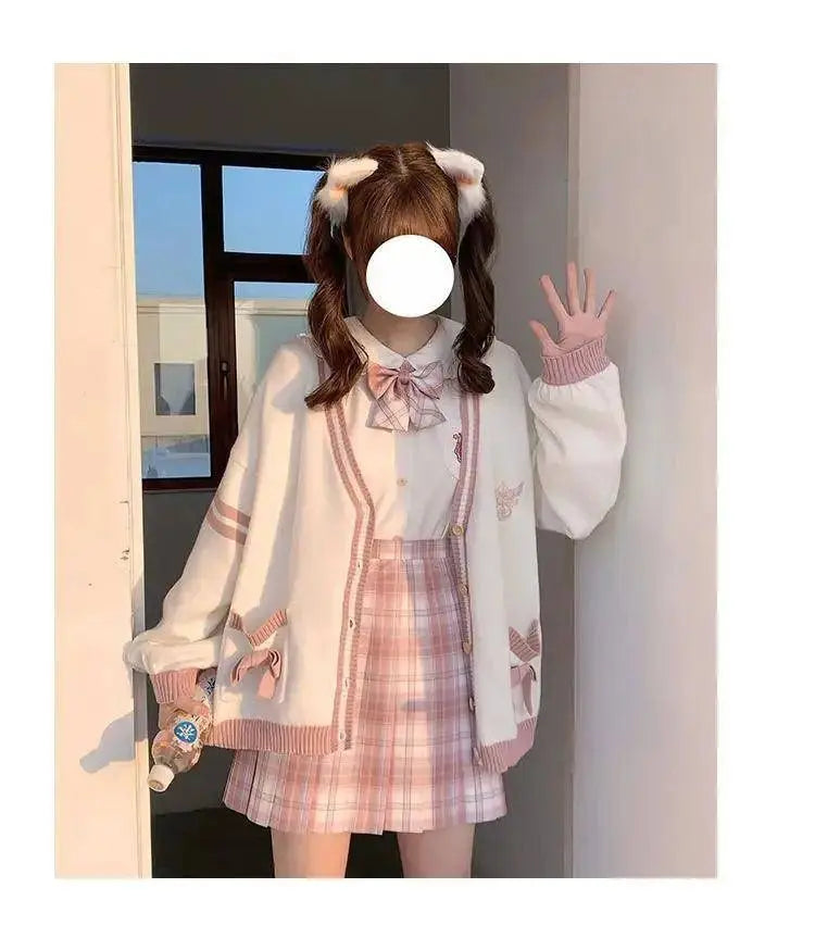 2025 Autumn Winter Women Sweater Loose Japanese Style Sweet Knitted Cardigan Embroidery Oversize Harajuku Female Cardigans Cute - Tophatter Daily Deals