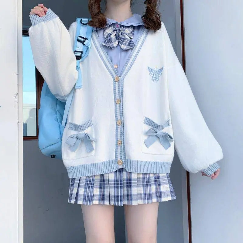 2025 Autumn Winter Women Sweater Loose Japanese Style Sweet Knitted Cardigan Embroidery Oversize Harajuku Female Cardigans Cute - Tophatter Daily Deals