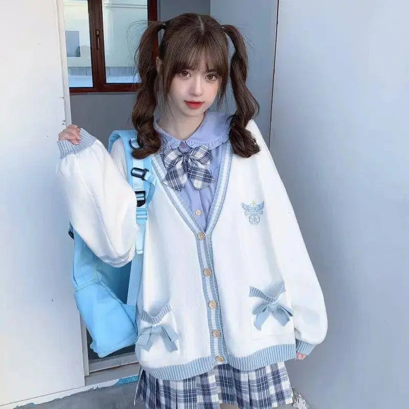 2025 Autumn Winter Women Sweater Loose Japanese Style Sweet Knitted Cardigan Embroidery Oversize Harajuku Female Cardigans Cute - Tophatter Daily Deals