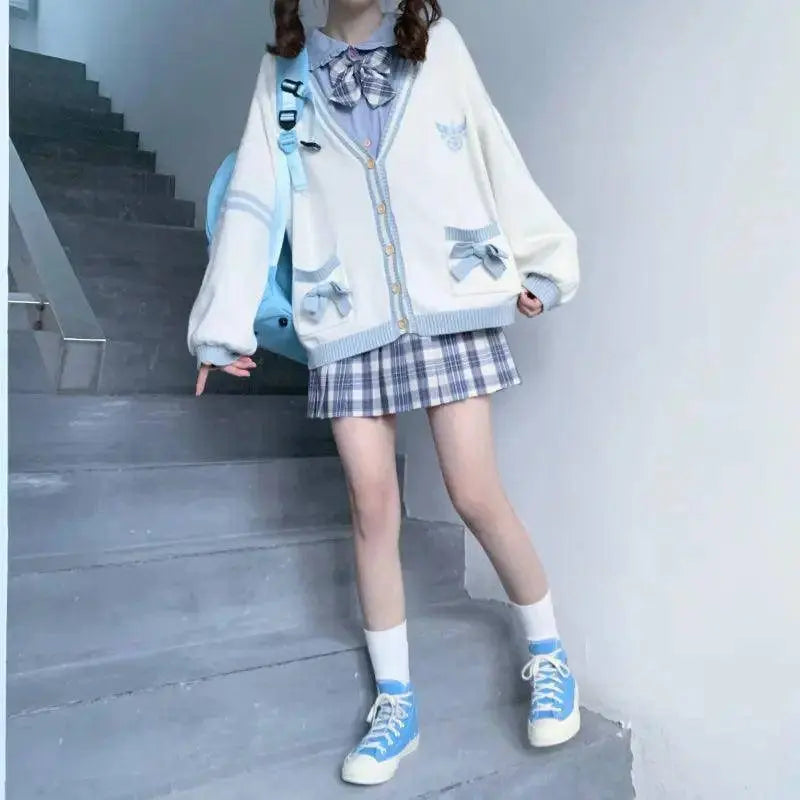 2025 Autumn Winter Women Sweater Loose Japanese Style Sweet Knitted Cardigan Embroidery Oversize Harajuku Female Cardigans Cute - Tophatter Daily Deals