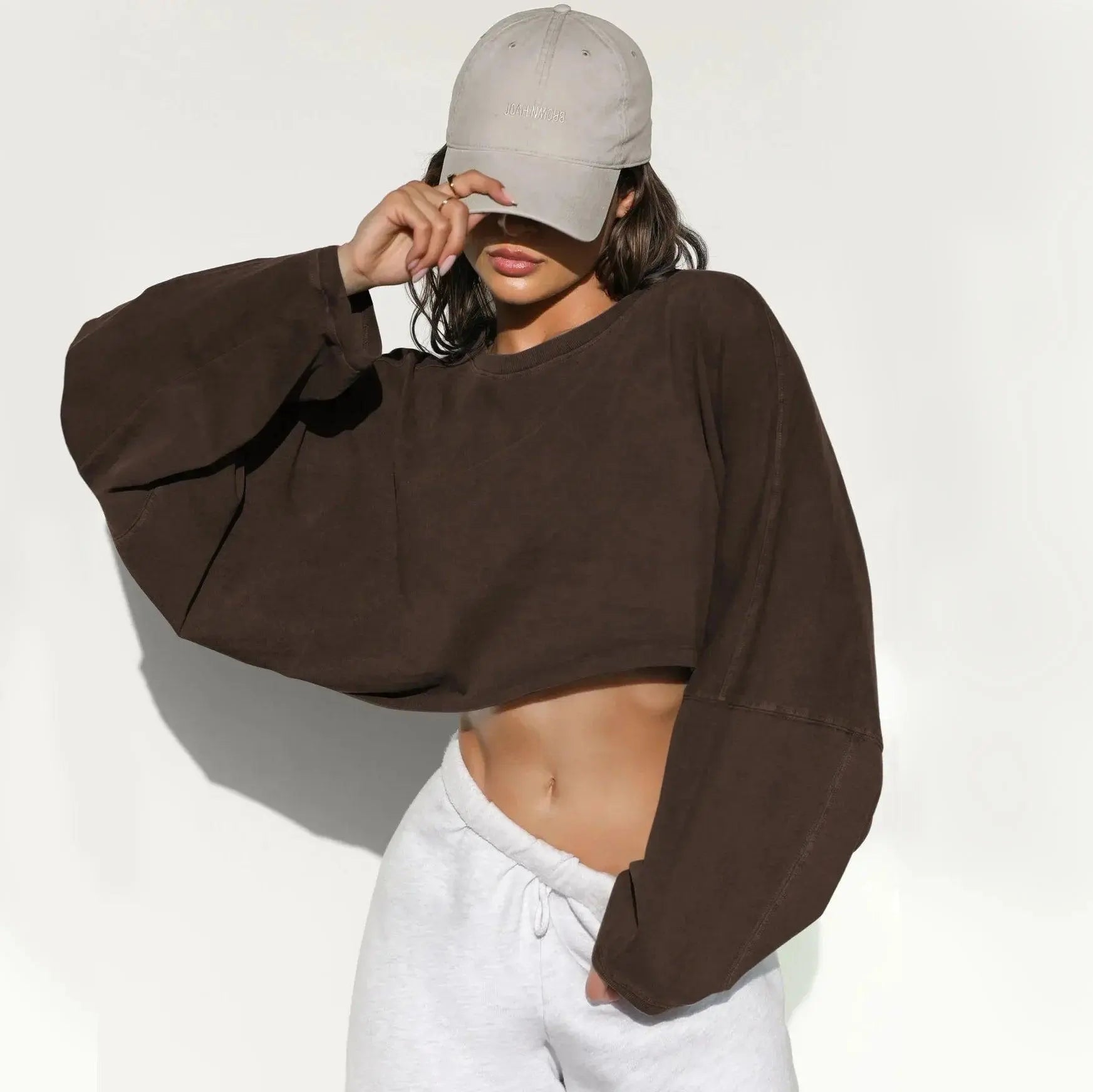 2025 NEW Women Hip Hop Streetwear Fashion Casual O Neck Solid Tank Top olid Round Tank Top Camisole Long Sleeve Sweatshirt - Tophatter Daily Deals