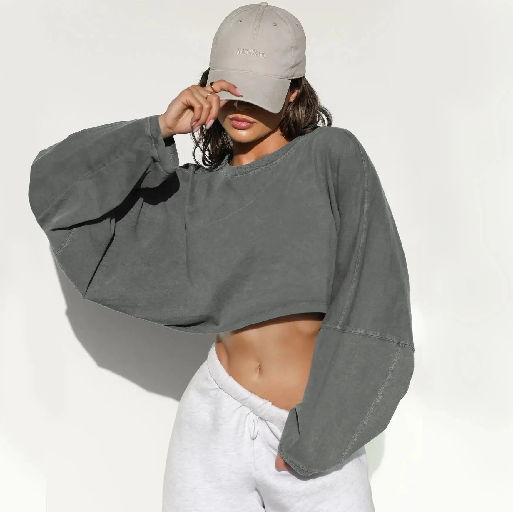 2025 NEW Women Hip Hop Streetwear Fashion Casual O Neck Solid Tank Top olid Round Tank Top Camisole Long Sleeve Sweatshirt - Tophatter Daily Deals