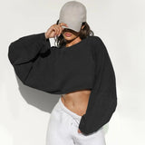 2025 NEW Women Hip Hop Streetwear Fashion Casual O Neck Solid Tank Top olid Round Tank Top Camisole Long Sleeve Sweatshirt black - Tophatter Daily Deals