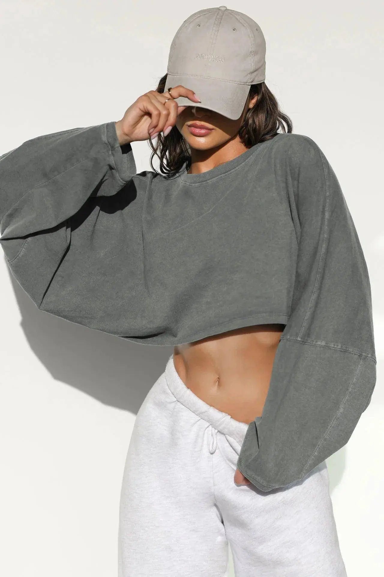 2025 NEW Women Hip Hop Streetwear Fashion Casual O Neck Solid Tank Top olid Round Tank Top Camisole Long Sleeve Sweatshirt - Tophatter Daily Deals