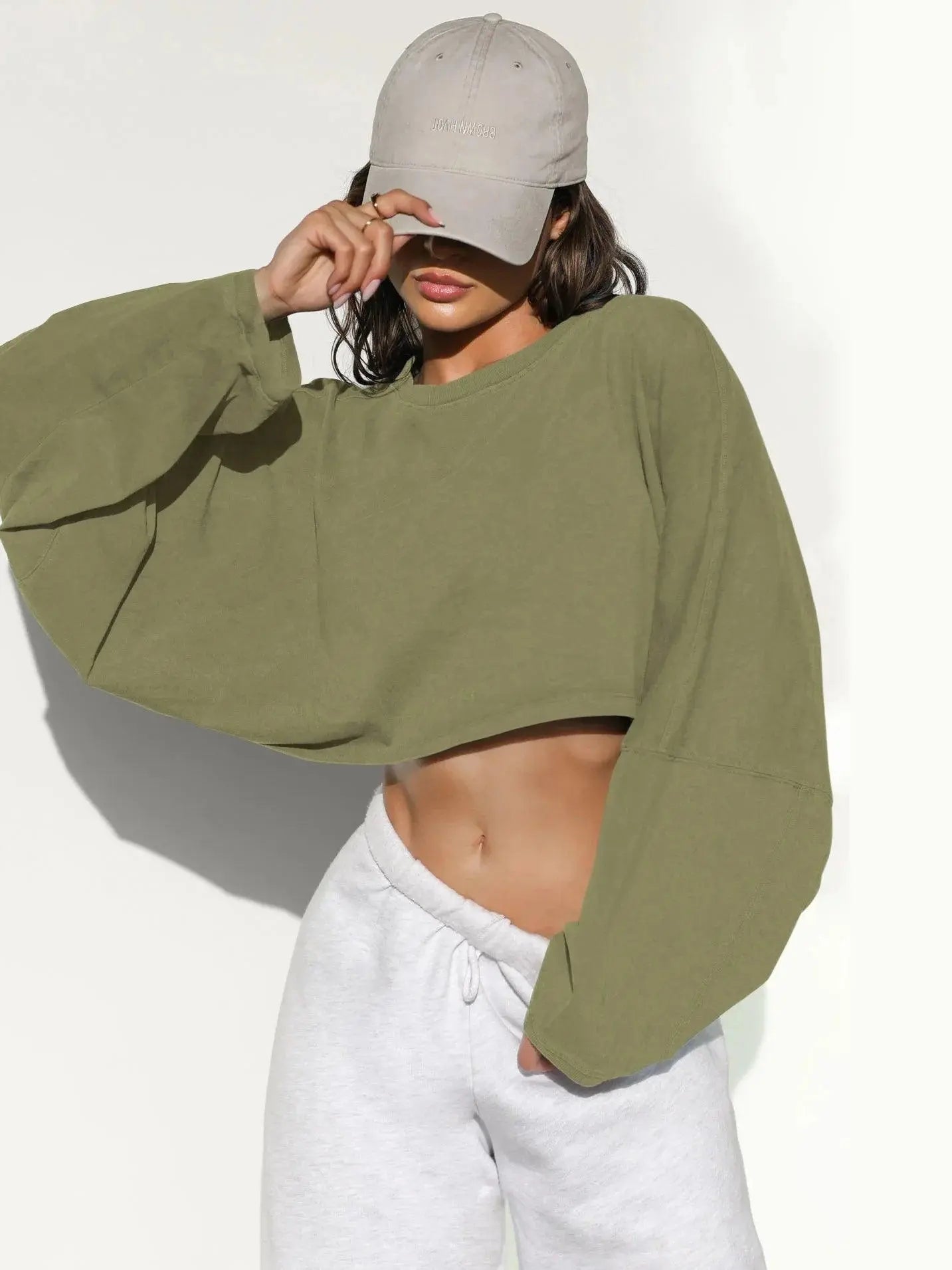 2025 NEW Women Hip Hop Streetwear Fashion Casual O Neck Solid Tank Top olid Round Tank Top Camisole Long Sleeve Sweatshirt - Tophatter Daily Deals