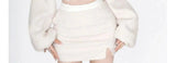 2025 New Fluffy Rabbit Ear Hoodie Coat Women+ Y2k E-Girl High Waist Bodycon Split Skirts Winter Thicked Warm Two Piece Sets White Skirts - Tophatter Daily Deals
