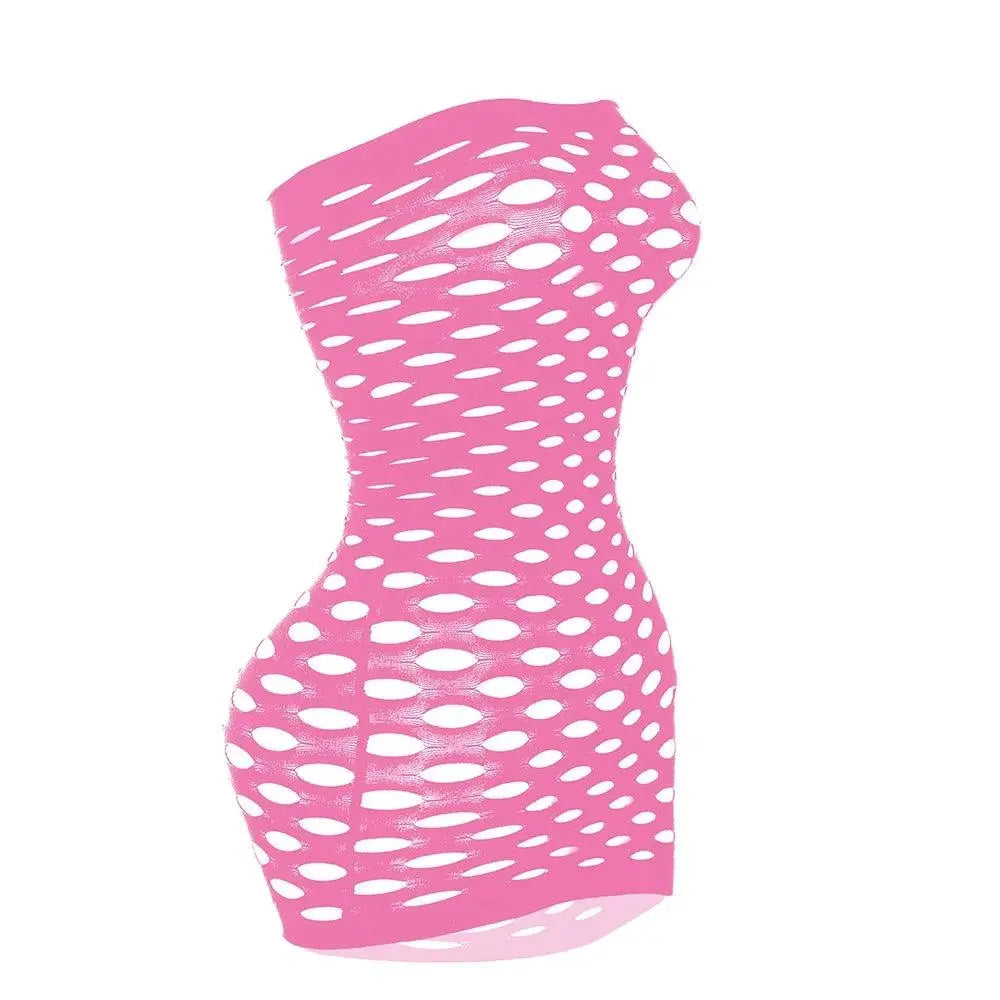 2025 New Mesh Hollow Out Women's Mini Dress Sexy Club Party Bodycon Fashion Evening Dresses Elegant Clothes Pink Luxury Dresses - Tophatter Daily Deals