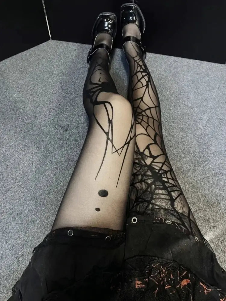 2025 New Vintage Dark Gothic Fishnet Tights Women Emo Alternative Sexy Spider Web Witch Pantyhose Y2k E-girl Cyber Punk Socks - Tophatter Daily Deals