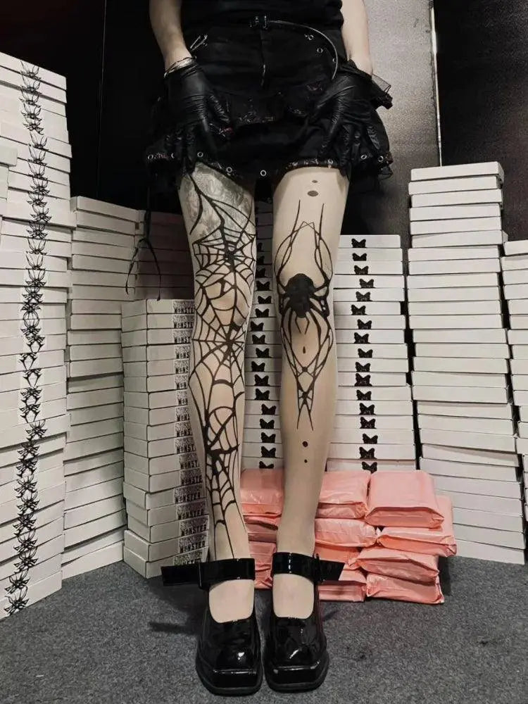 2025 New Vintage Dark Gothic Fishnet Tights Women Emo Alternative Sexy Spider Web Witch Pantyhose Y2k E-girl Cyber Punk Socks - Tophatter Daily Deals