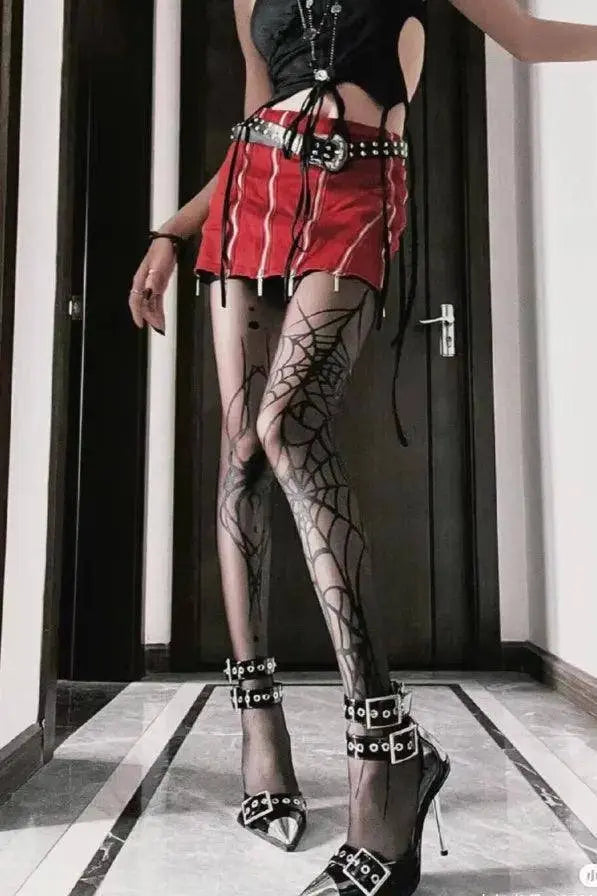 2025 New Vintage Dark Gothic Fishnet Tights Women Emo Alternative Sexy Spider Web Witch Pantyhose Y2k E-girl Cyber Punk Socks - Tophatter Daily Deals