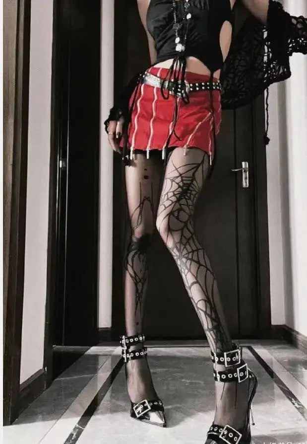 2025 New Vintage Dark Gothic Fishnet Tights Women Emo Alternative Sexy Spider Web Witch Pantyhose Y2k E-girl Cyber Punk Socks - Tophatter Daily Deals