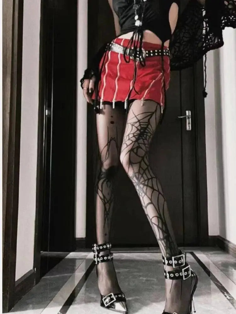 2025 New Vintage Dark Gothic Fishnet Tights Women Emo Alternative Sexy Spider Web Witch Pantyhose Y2k E-girl Cyber Punk Socks - Tophatter Daily Deals