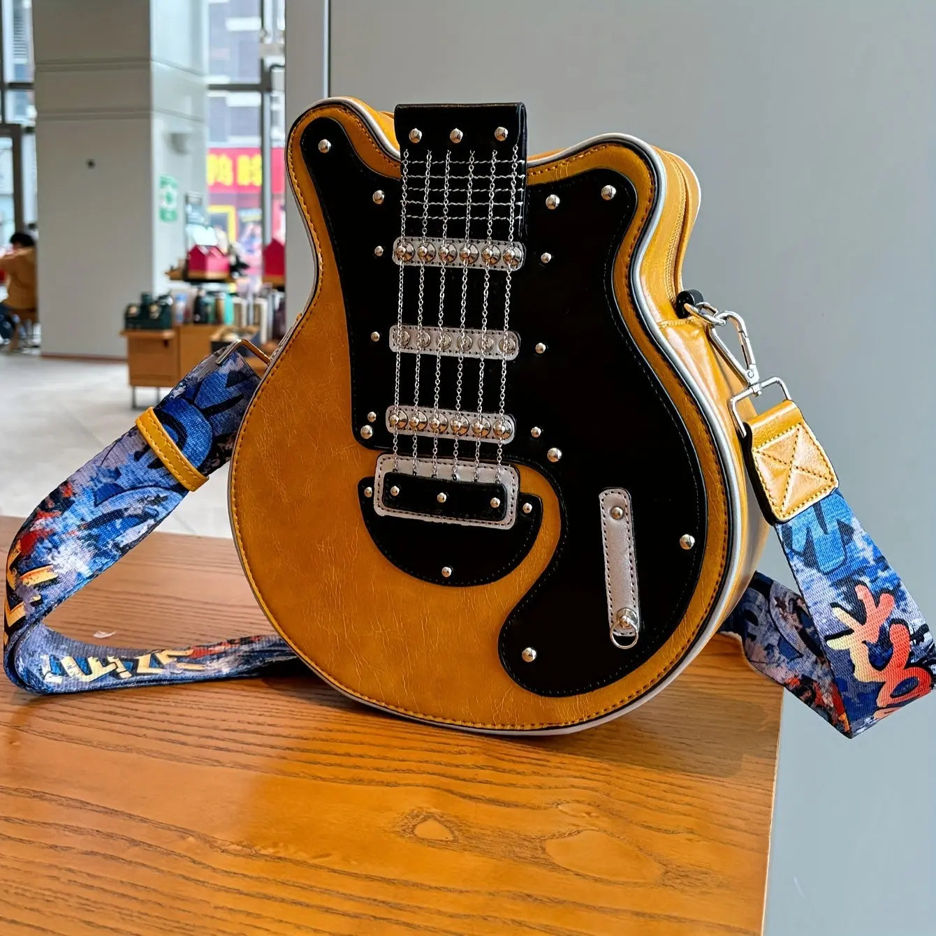 2025 Niche Guitar Shaped Y2K Style Bag, Novelty Crossbody Bag, Rivets Decor Trendy Shoulder Bag - Tophatter Daily Deals