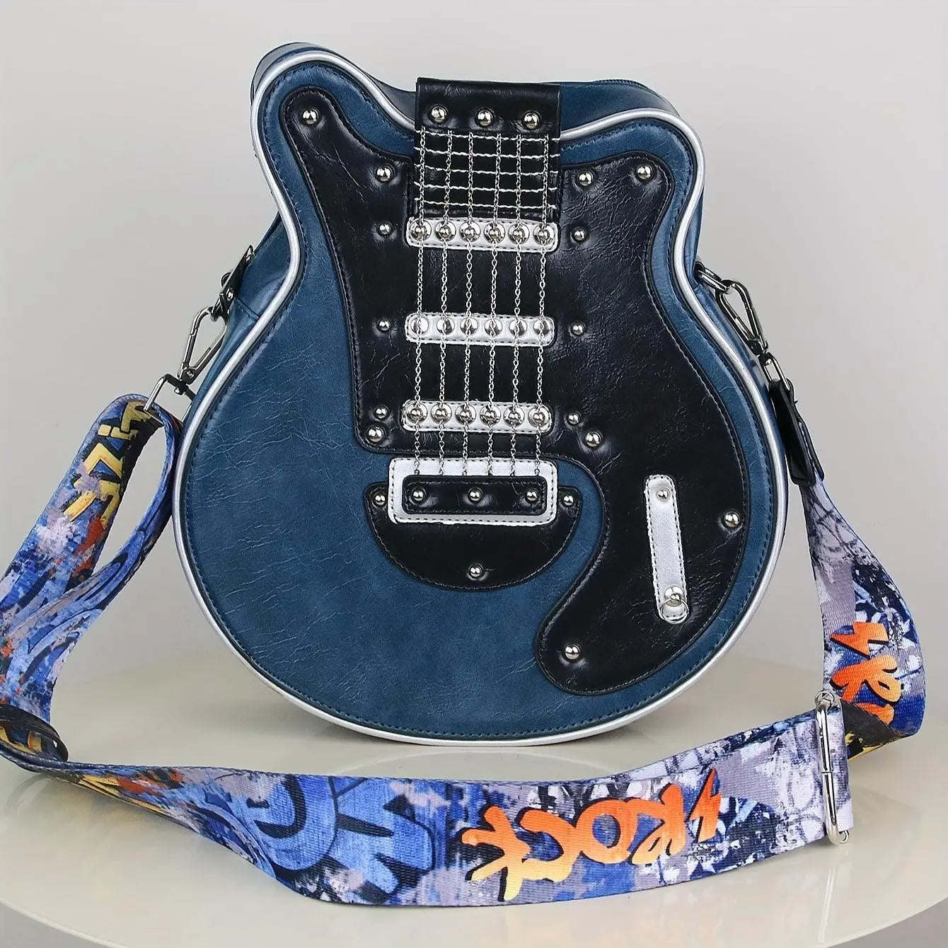 2025 Niche Guitar Shaped Y2K Style Bag, Novelty Crossbody Bag, Rivets Decor Trendy Shoulder Bag - Tophatter Daily Deals