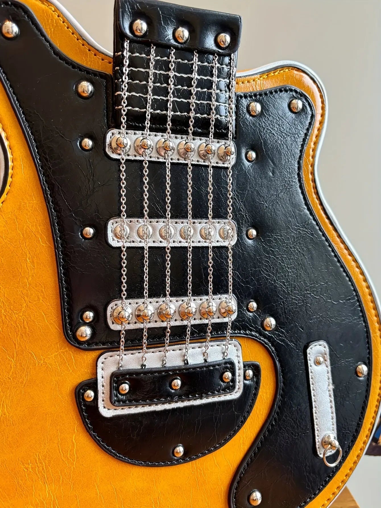 2025 Niche Guitar Shaped Y2K Style Bag, Novelty Crossbody Bag, Rivets Decor Trendy Shoulder Bag - Tophatter Daily Deals