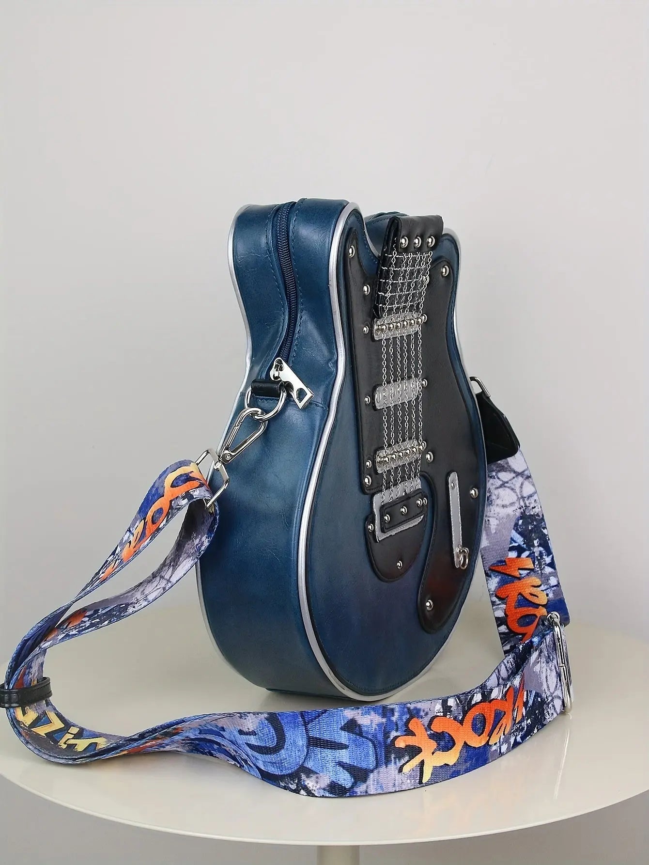 2025 Niche Guitar Shaped Y2K Style Bag, Novelty Crossbody Bag, Rivets Decor Trendy Shoulder Bag - Tophatter Daily Deals