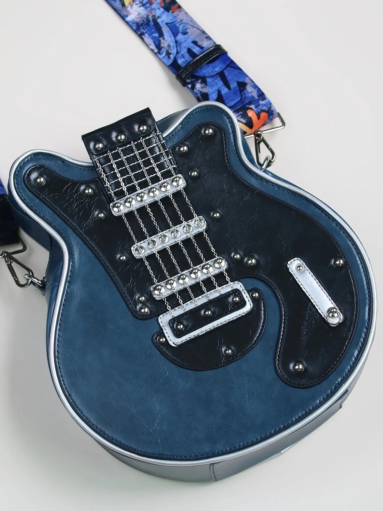 2025 Niche Guitar Shaped Y2K Style Bag, Novelty Crossbody Bag, Rivets Decor Trendy Shoulder Bag - Tophatter Daily Deals