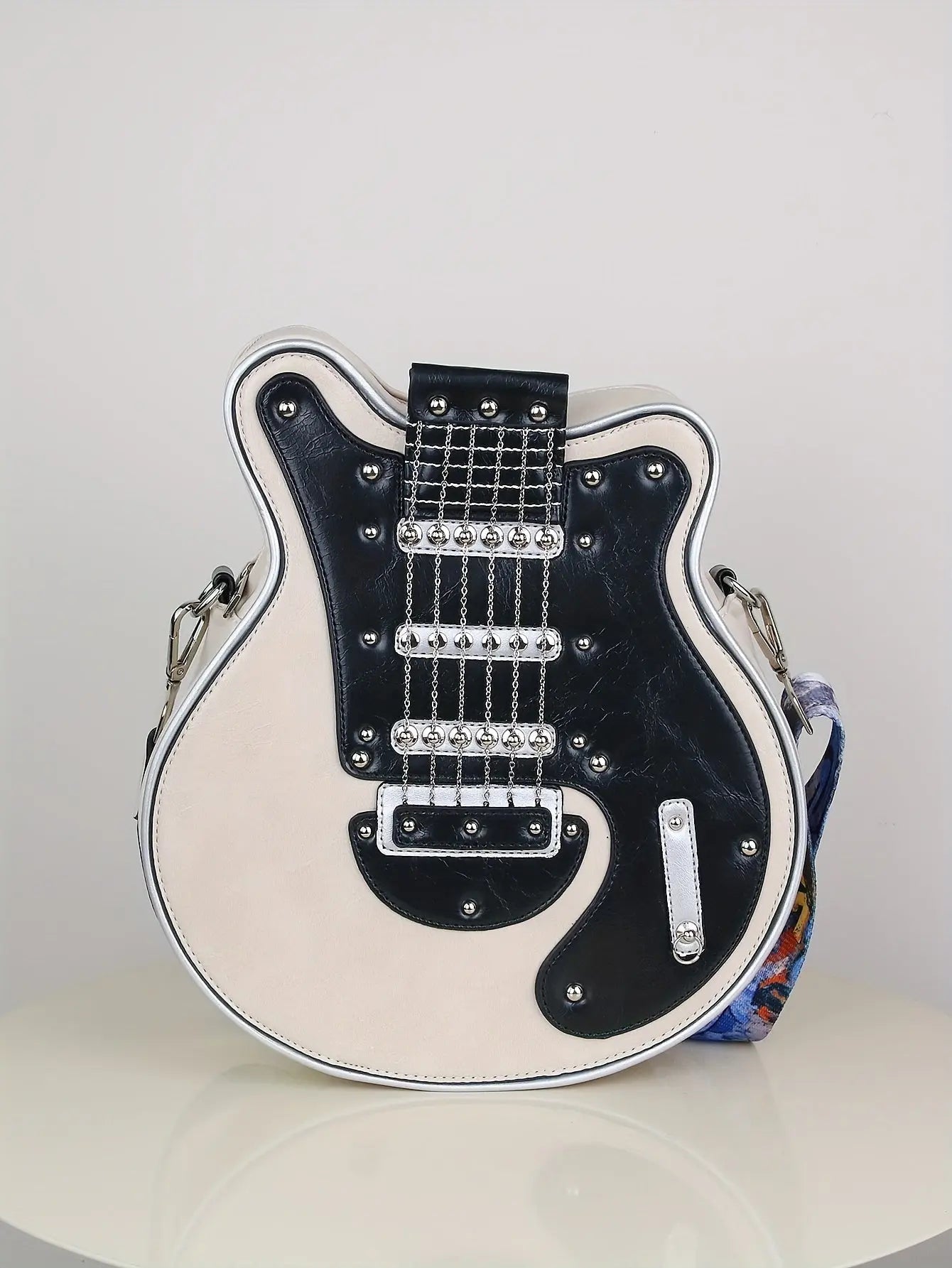 2025 Niche Guitar Shaped Y2K Style Bag, Novelty Crossbody Bag, Rivets Decor Trendy Shoulder Bag - Tophatter Daily Deals
