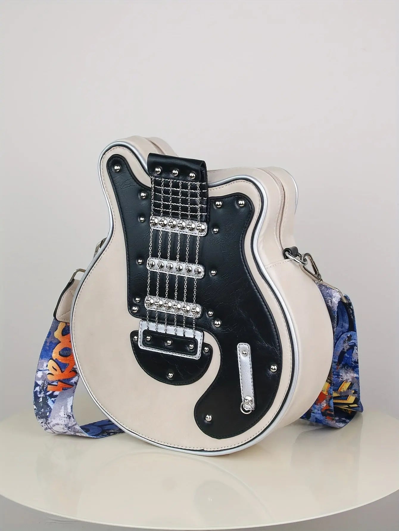 2025 Niche Guitar Shaped Y2K Style Bag, Novelty Crossbody Bag, Rivets Decor Trendy Shoulder Bag - Tophatter Daily Deals