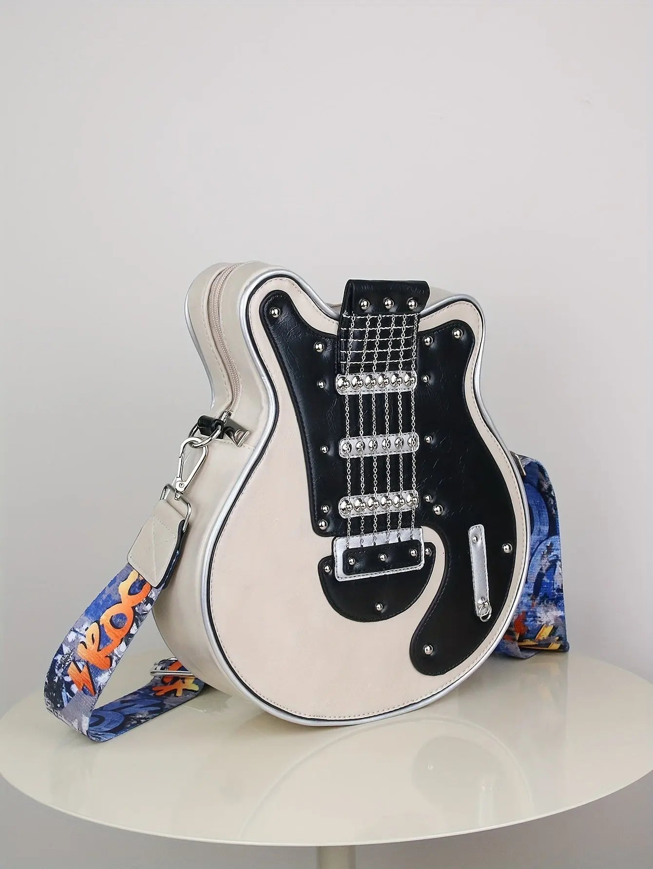2025 Niche Guitar Shaped Y2K Style Bag, Novelty Crossbody Bag, Rivets Decor Trendy Shoulder Bag - Tophatter Daily Deals