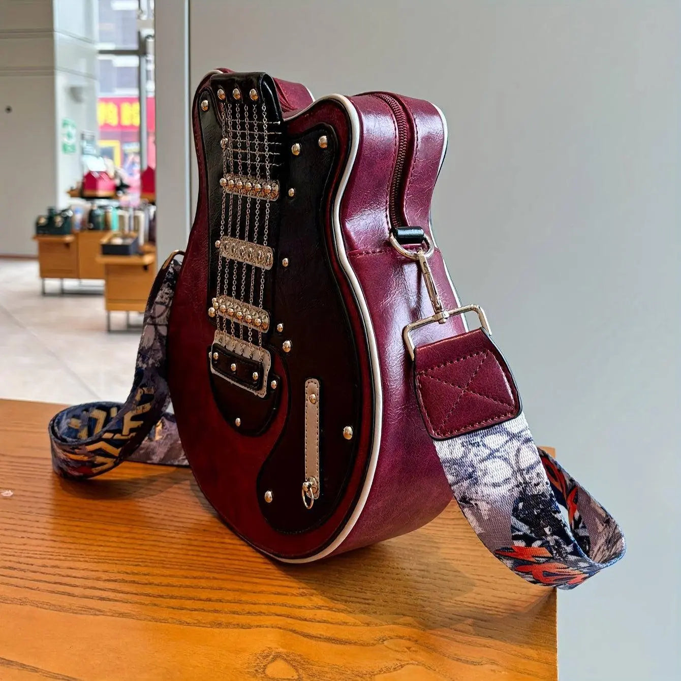 2025 Niche Guitar Shaped Y2K Style Bag, Novelty Crossbody Bag, Rivets Decor Trendy Shoulder Bag - Tophatter Daily Deals