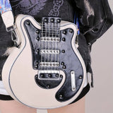 2025 Niche Guitar Shaped Y2K Style Bag, Novelty Crossbody Bag, Rivets Decor Trendy Shoulder Bag White - Tophatter Daily Deals