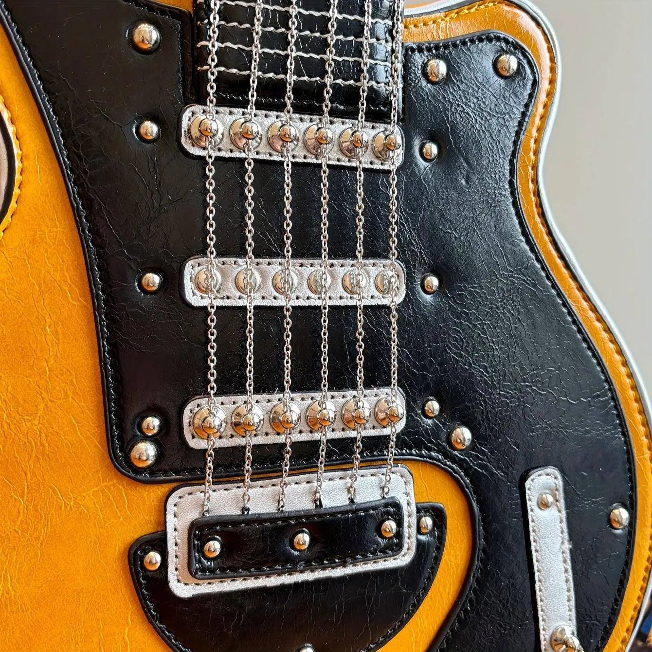 2025 Niche Guitar Shaped Y2K Style Bag, Novelty Crossbody Bag, Rivets Decor Trendy Shoulder Bag - Tophatter Daily Deals