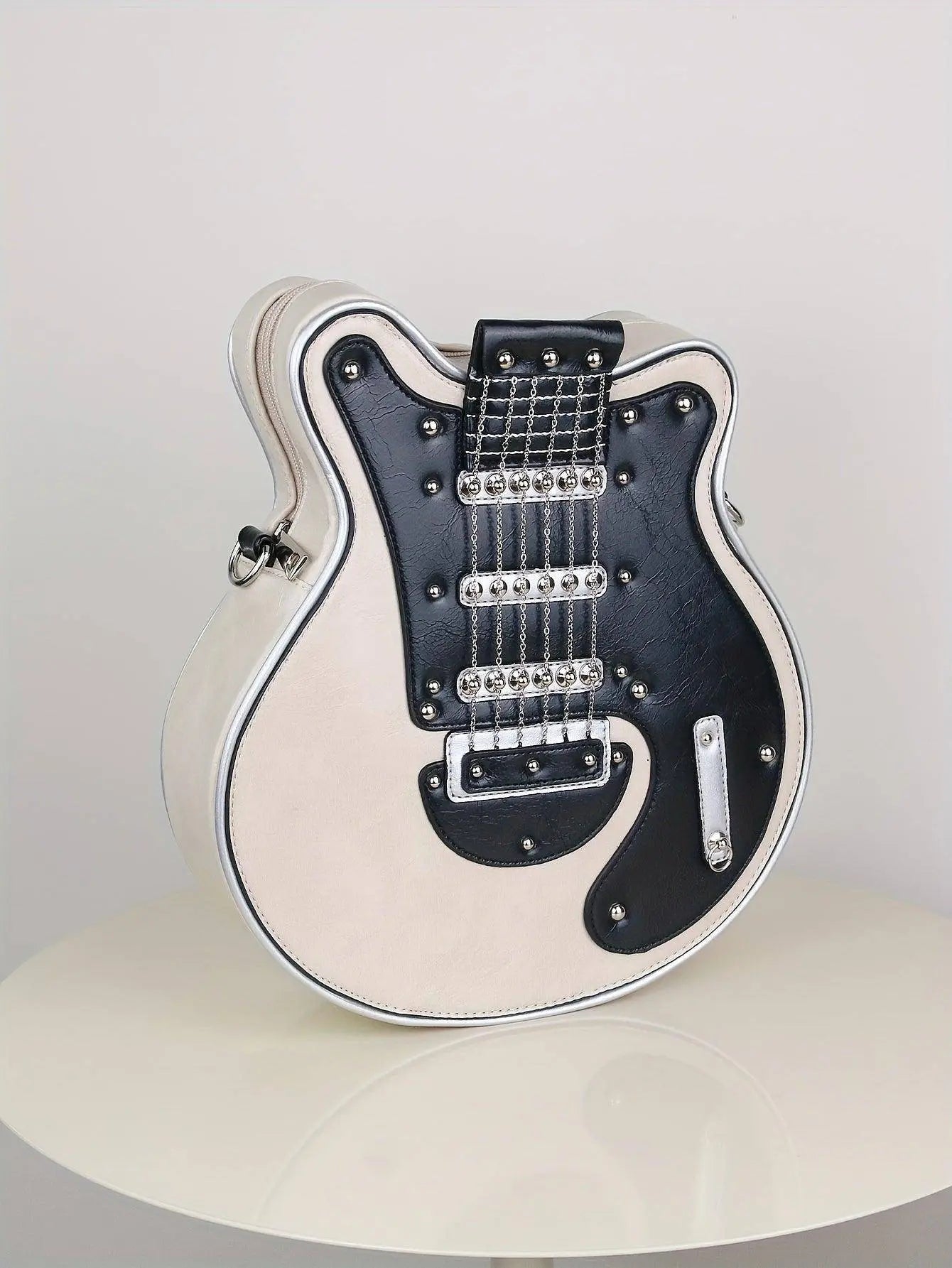 2025 Niche Guitar Shaped Y2K Style Bag, Novelty Crossbody Bag, Rivets Decor Trendy Shoulder Bag - Tophatter Daily Deals