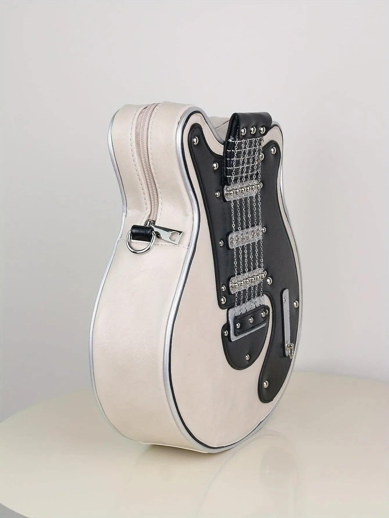 2025 Niche Guitar Shaped Y2K Style Bag, Novelty Crossbody Bag, Rivets Decor Trendy Shoulder Bag - Tophatter Daily Deals
