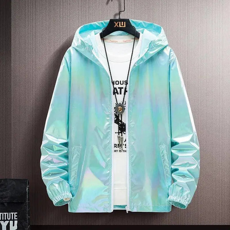 2025 Spring Summer Jacket Women Colorful Shiny Sunscreen Clothing Couples Color Thin Waterproof Coats Trend Large Size S-7XL T5-green - Tophatter Daily Deals