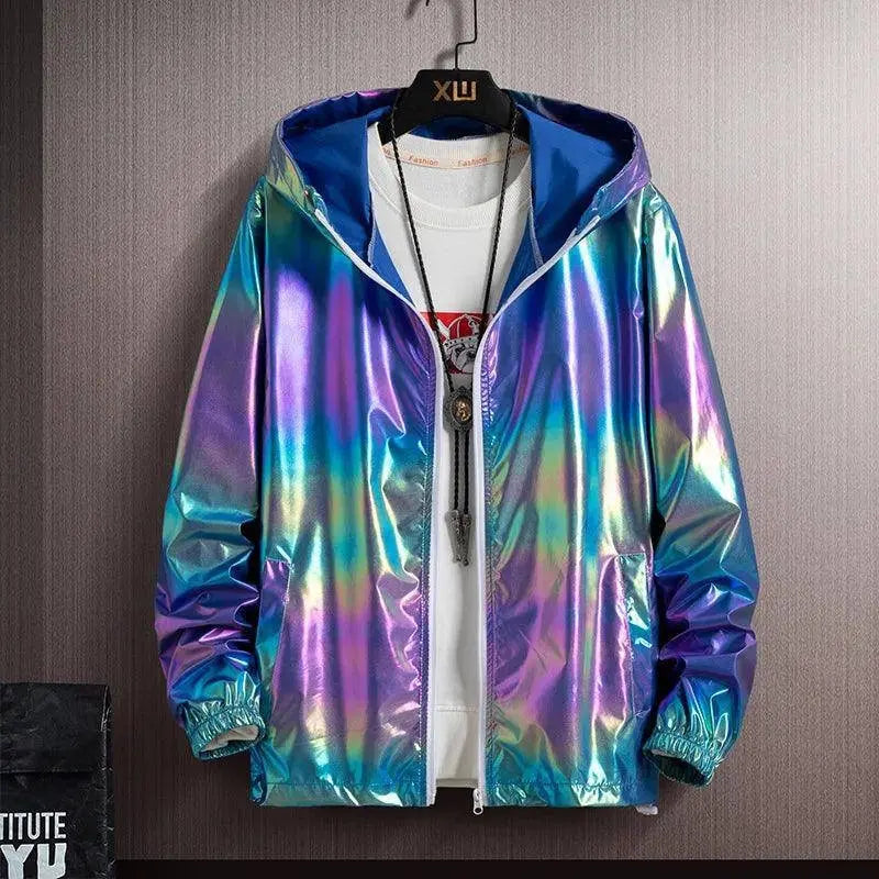 2025 Spring Summer Jacket Women Colorful Shiny Sunscreen Clothing Couples Color Thin Waterproof Coats Trend Large Size S-7XL T5-blue - Tophatter Daily Deals