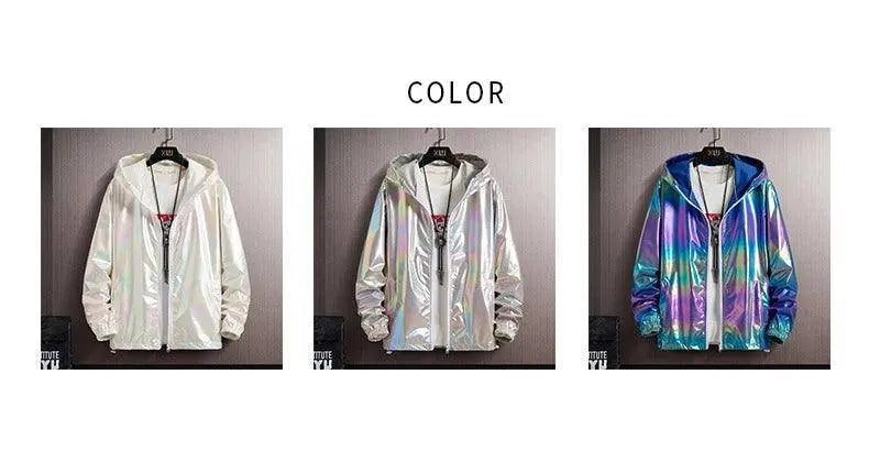 2025 Spring Summer Jacket Women Colorful Shiny Sunscreen Clothing Couples Color Thin Waterproof Coats Trend Large Size S-7XL - Tophatter Daily Deals