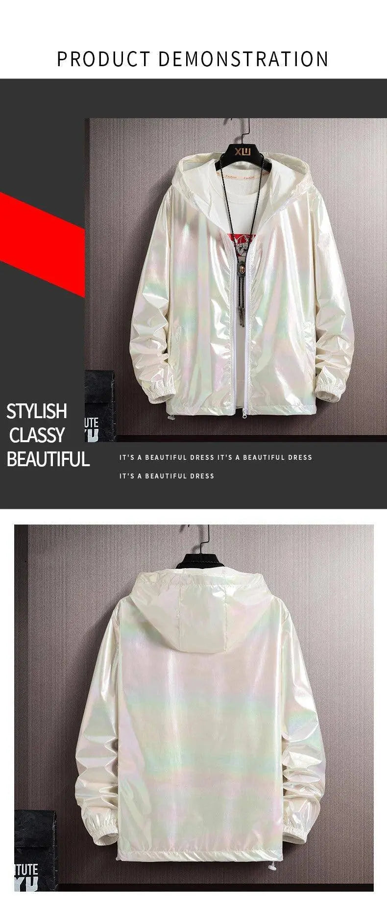 2025 Spring Summer Jacket Women Colorful Shiny Sunscreen Clothing Couples Color Thin Waterproof Coats Trend Large Size S-7XL - Tophatter Daily Deals