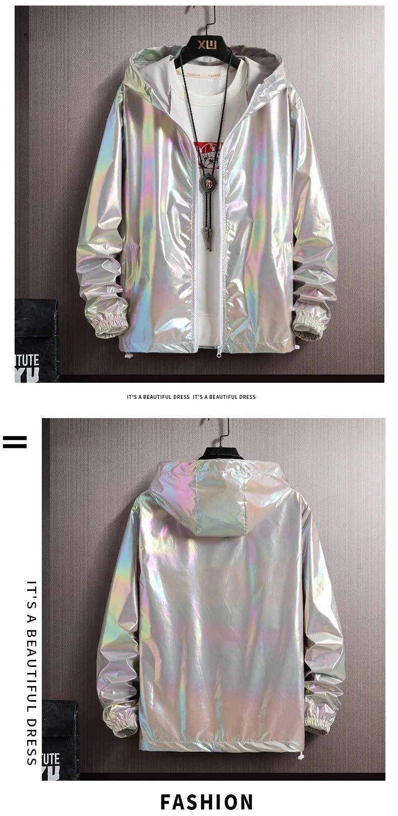 2025 Spring Summer Jacket Women Colorful Shiny Sunscreen Clothing Couples Color Thin Waterproof Coats Trend Large Size S-7XL - Tophatter Daily Deals