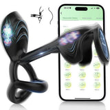 Acmejoy - Couple Use APP Control 10 Vibrating Male Silicone Penis Ring Black Penis Rings - Tophatter Daily Deals