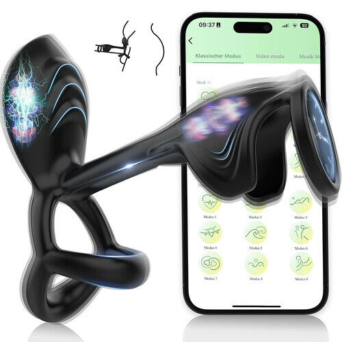 Acmejoy - Couple Use APP Control 10 Vibrating Male Silicone Penis Ring Black Penis Rings - Tophatter Daily Deals