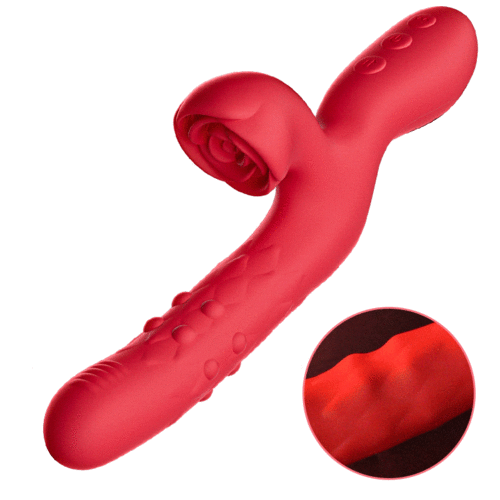 Acmejoy - 7 Thrusting Wiggling Rose Stimulator Vibrator Red Vibrators - Tophatter Daily Deals