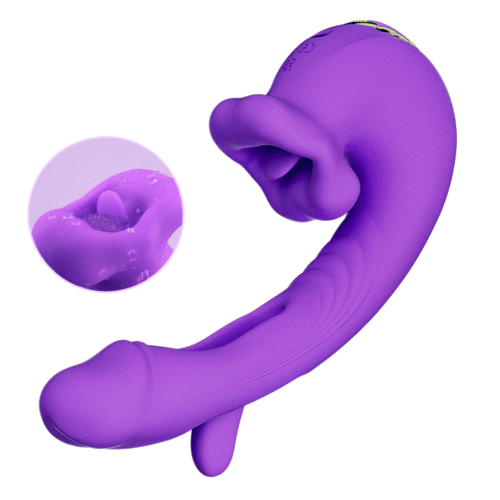 Acmejoy - Upgraded Mouth-Shaped 3 In 1 Flapping & Biting & Toungue Vibrator Purple Vibrators - Tophatter Daily Deals