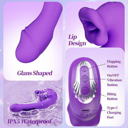Acmejoy - Upgraded Mouth-Shaped 3 In 1 Flapping & Biting & Toungue Vibrator Vibrators - Tophatter Daily Deals