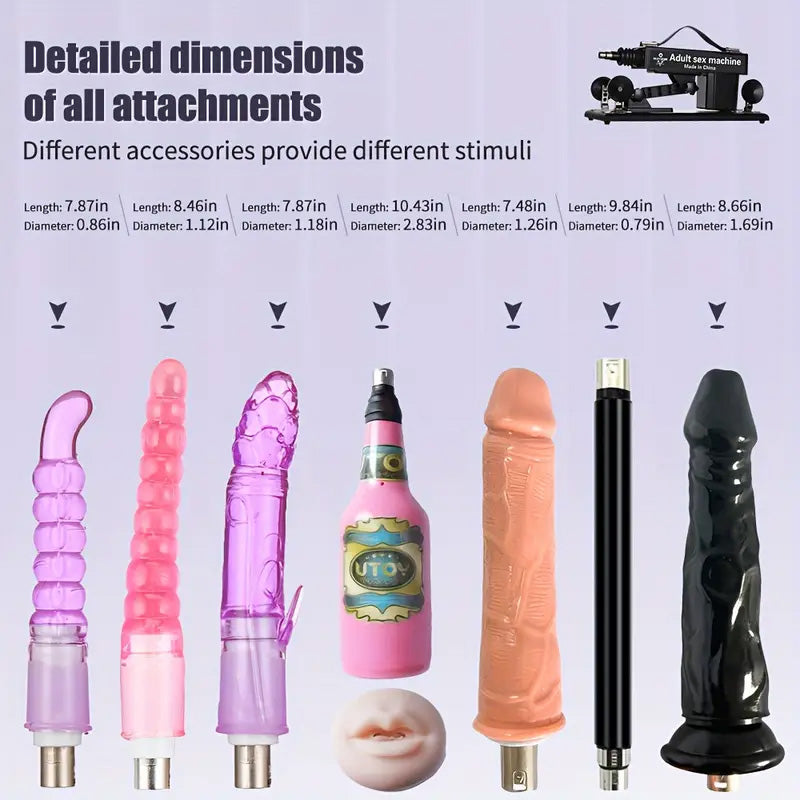 Ultimate Pleasure with Top-Rated Sex Machine 7 Accessories Automatic Thrust Anal Love Dildos - Tophatter Daily Deals
