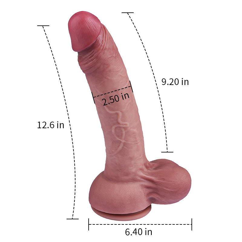 【XL Real】Ryan 12.6” x 2.5” Silicone Realistic Soft Flesh Like Thick Long Dildo